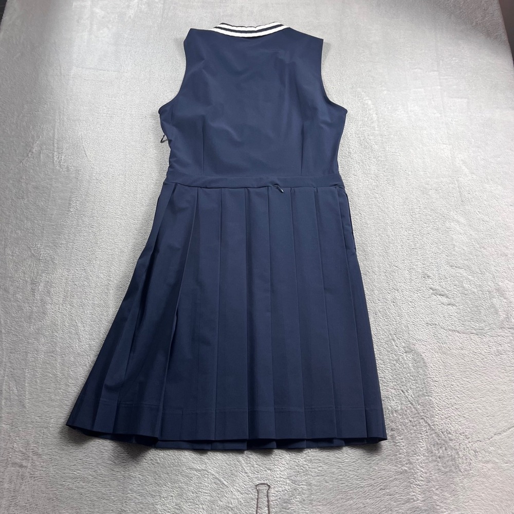 Tory Sport Womens Navy Blue Pleated Sleeveless Tennis Dress Medium Quarter Zip - Picture 6 of 8